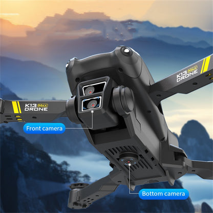 US Local TheK13 Smart Camera Drone With 2 Batteries Features Real-time Image Transmission From A Single Camera. It Has One-click Touch And Landing Functions. This Is A Foldable Remote-controlled Drone Toy, Ma