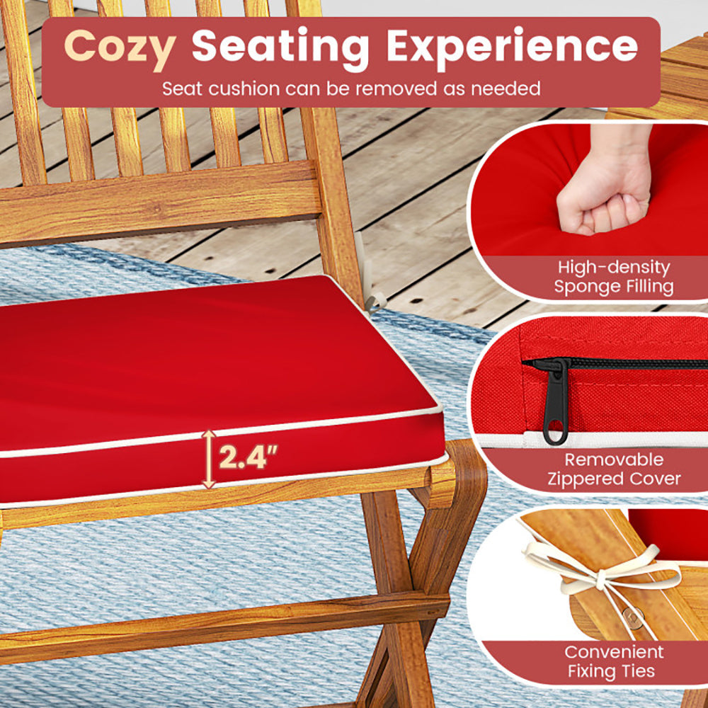 US Local Outdoor Folding Chairs With Seat Cushions Set Of 2