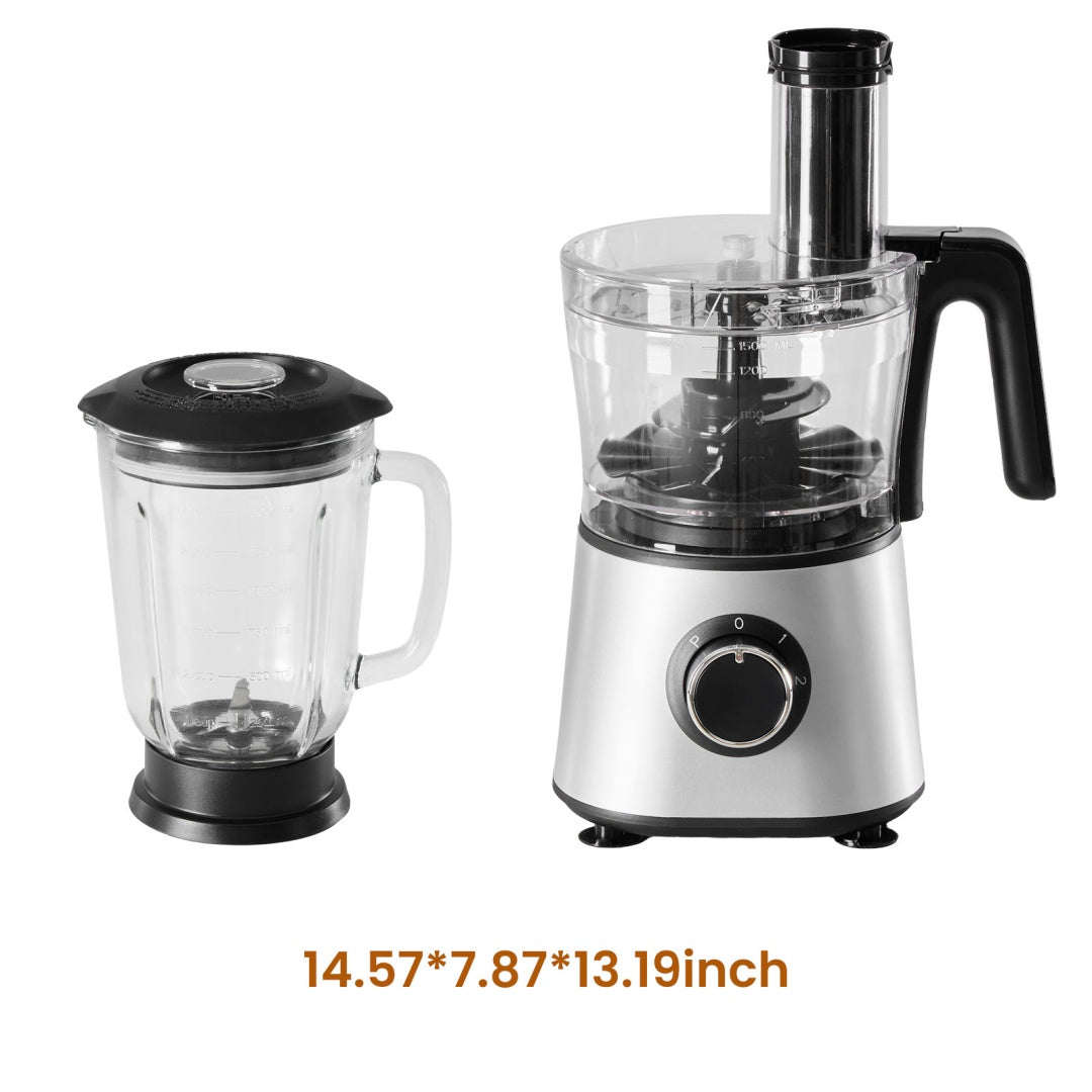US Local 300W Food Processor With Blender & Dough Tool, 2 Speeds, Sharp Blades, Safety Lock -1.5L Glass Jar
