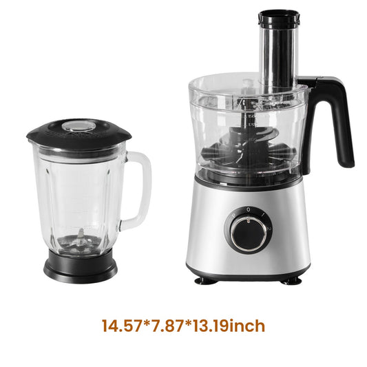 US Local 300W Food Processor With Blender & Dough Tool, 2 Speeds, Sharp Blades, Safety Lock -1.5L Glass Jar