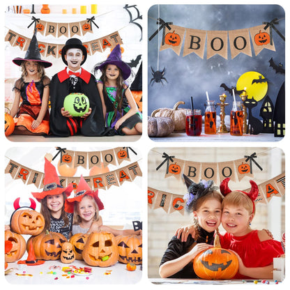 US Local Halloween Burlap Banner Halloween Party Mantel Wall Hanging Supplies For Home Farmhouse Patio