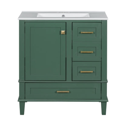 US Local 30 Bathroom Vanity , Modern Bathroom Cabinet With Sink Combo Set, Bathroom Storage Cabinet With A Soft Closing Door And 3 Drawers, Solid Wood Frame