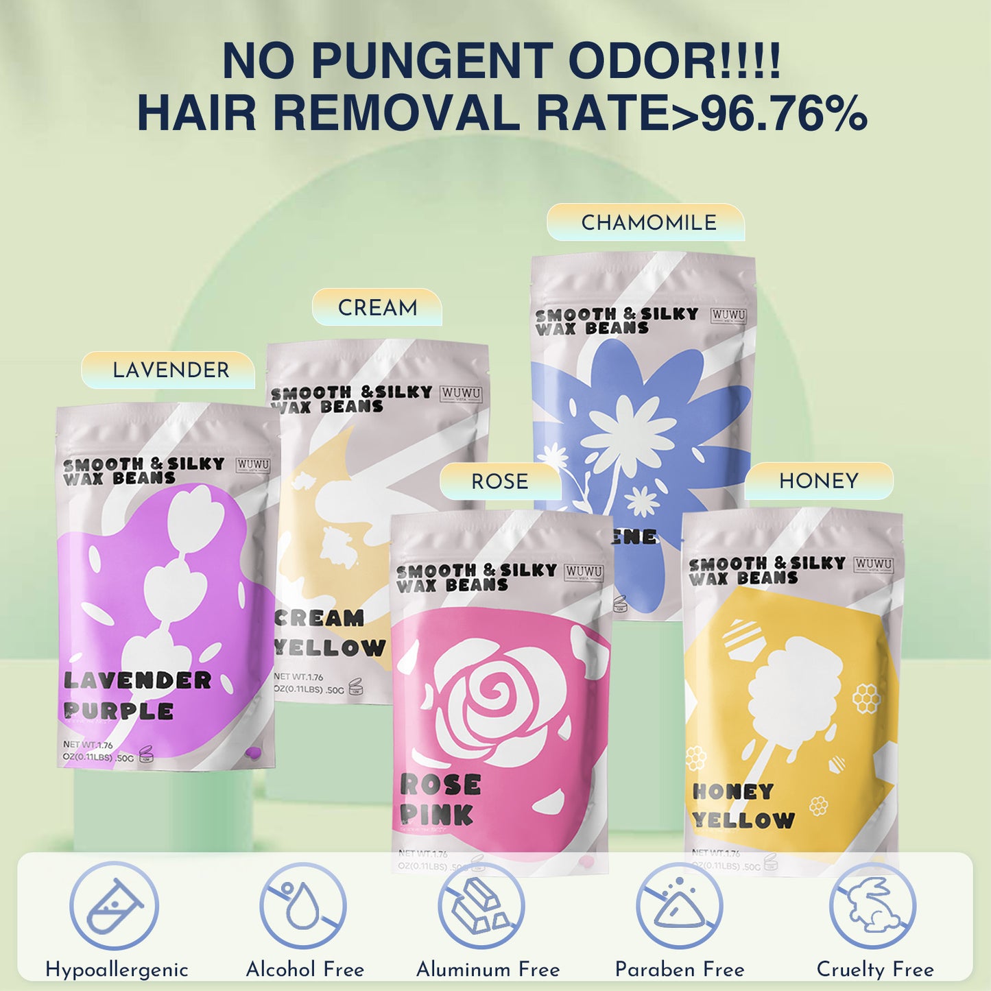 US Local Waxing Kit 19 Items, WUWUVISTA Hair Removal Wax Kit With Wax Melt Warmer Waxing Beads For Face, Brazilian, Full Body, Bikini Suitable For Plugs Of American & European Specifications