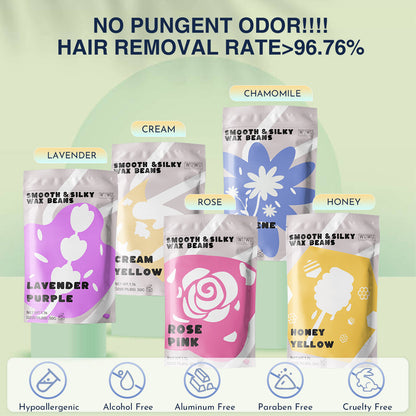 US Local Waxing Kit 19 Items, WUWUVISTA Hair Removal Wax Kit With Wax Melt Warmer Waxing Beads For Face, Brazilian, Full Body, Bikini Suitable For Plugs Of American & European Specifications