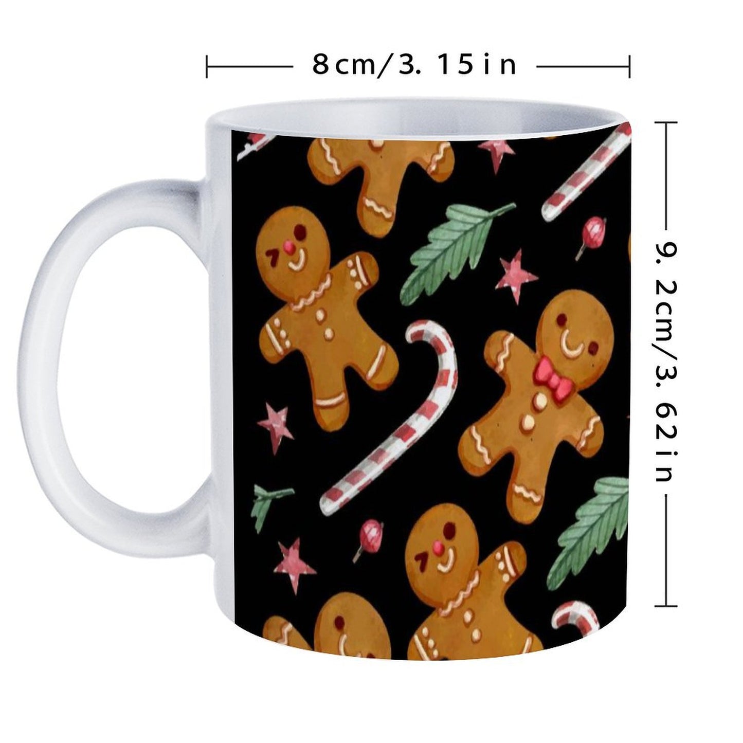 POD US Local White mug with full print, Christmas Gingerbread Man 0072