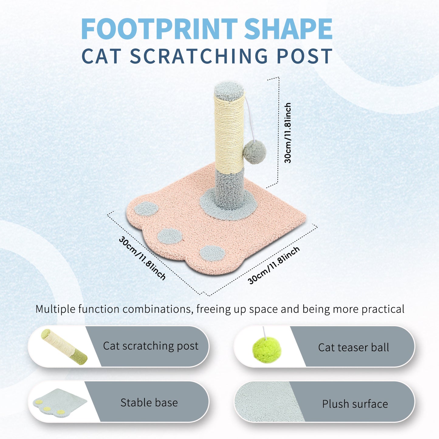 US Local Cute Paw Footprints Cat Scratch Columns, Grinding Claws To Play With Dual Functions, With Cute Footprint Shapes, Contracting Cats To Grind Their Claws Happily