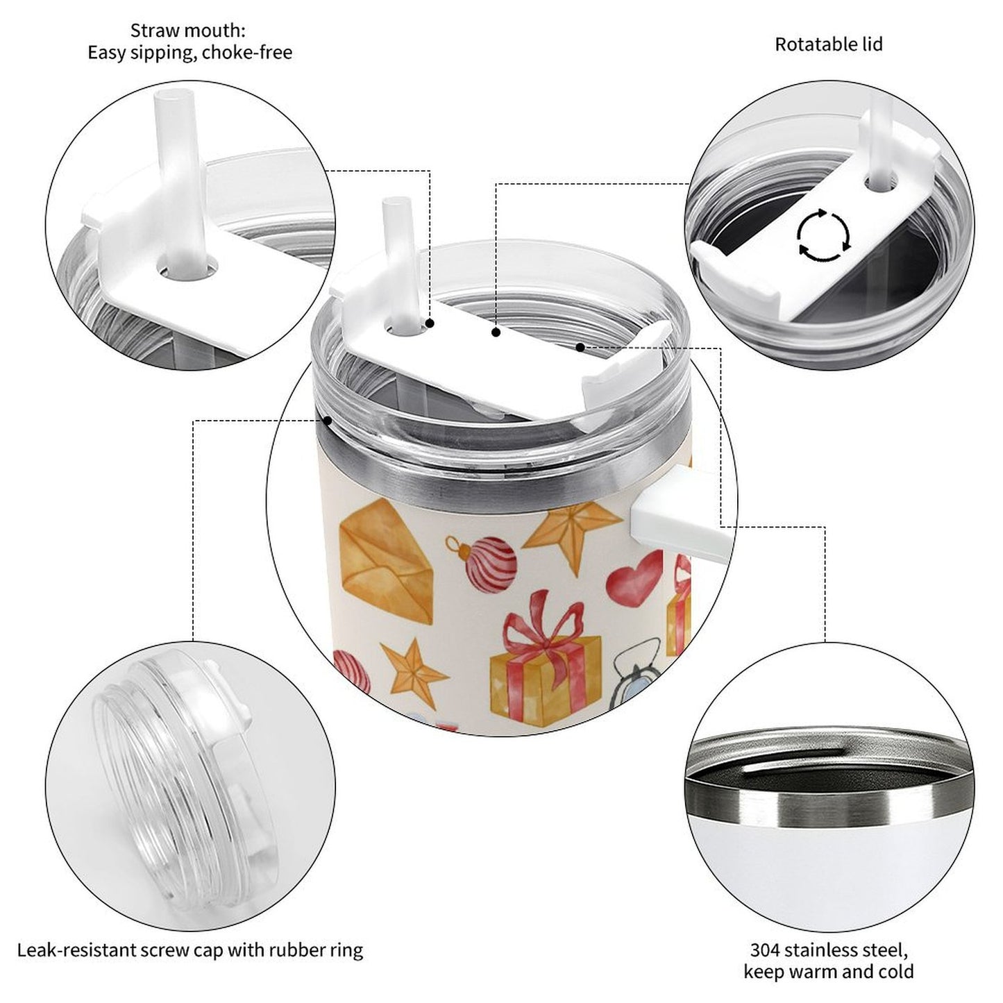 PHDT00168 POD US Local Tumbler 40 oz Large Capacity Car Cup Christmas