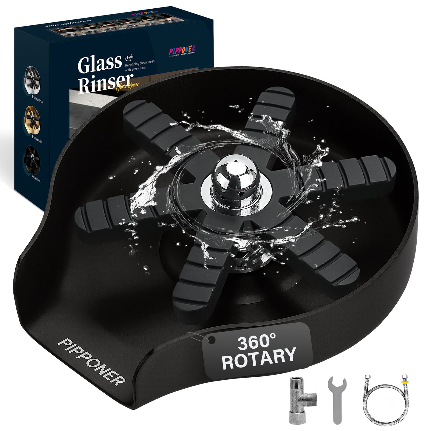 US Local PIPPONER Glass Rinser For Kitchen Sink, Upgrade 360 Rotating High Pressure Jet Glass Rinser, 5-inch Stainless Steel Cup Washer, Cup Rinser Sink Attachment For Home And Commercial