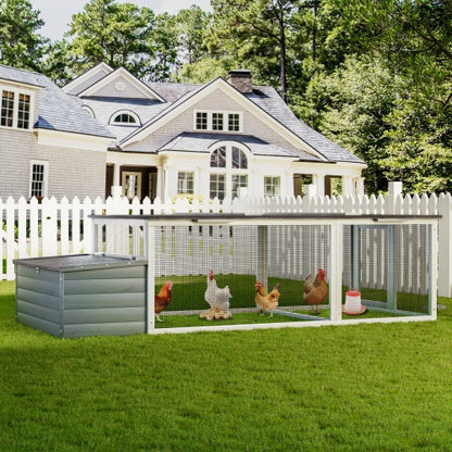 US Local 20.93ft  Large Wooden Chicken Coop Outdoor Hen House With Nesting Box  Weatherproof Asphalt Roof Walk In Poultry Cage With Secure Locks Metal Mesh Run For  Farm Use