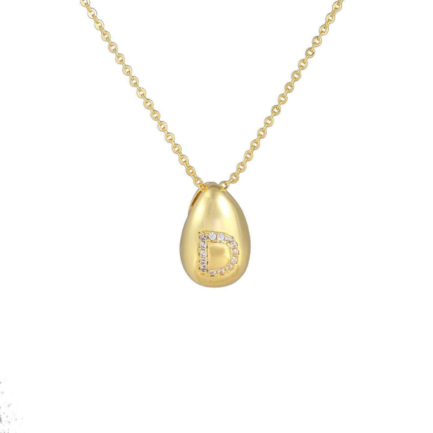 Glossy Water Drop 26 English Letter Pendant Copper-plated Gold Simple Pendant Female