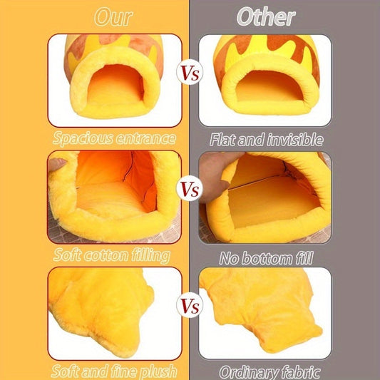 US Local Honey Pot Cat Cave Bed For Indoor Cats - Machine Washable Removable Cushion, Cozy Pet Nest With Thick Sponge, Christmas Gift For Cat Lovers, Small Breeds & Puppy Bed Accessories