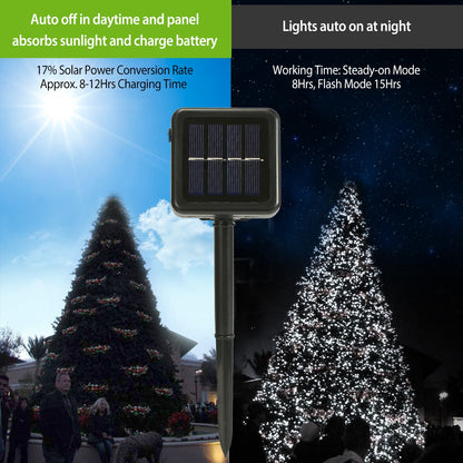 1Pc 200 LED 22M Solar String Lights With 8 Lighting Modes IP44 Waterproof For Christmas Wedding Party Garden Yard Decor