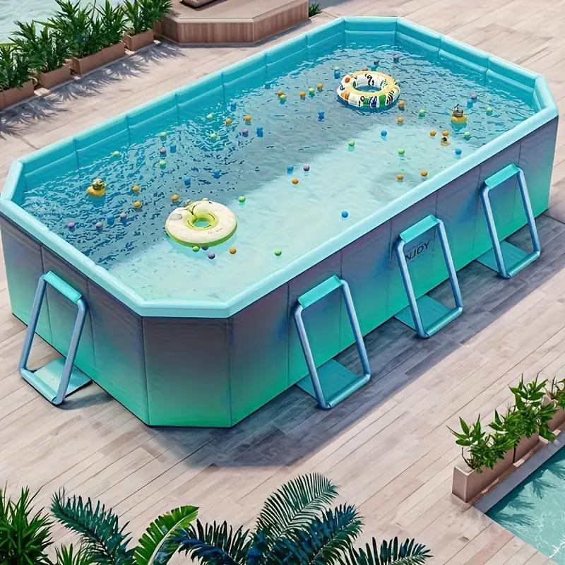 US Local 2.6-meter Glacier Blue Swimming Pool - No Inflation Required, Leak-proof, Soothing Glacier Blue Aesthetics, Stylish And Elegant Design - A Must-Have For Family Water Games And Cool Summer Recreation I