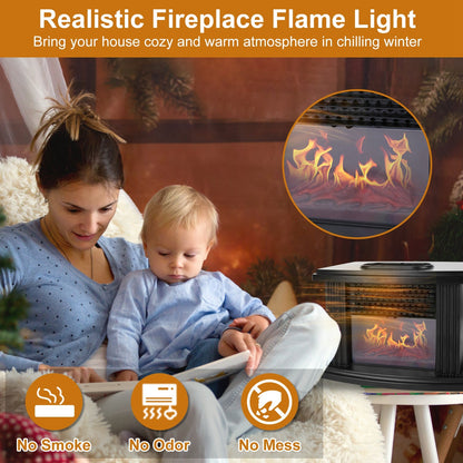 US Local 1 Pc Electric Fireplace Heater 800W Artificial Flame Stove Heater With Accurate Digital Thermostat Timer Setting Remote Control Overheating Protection For Office Bedroom