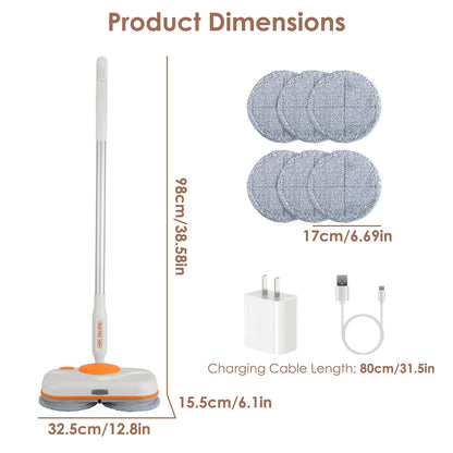 US Local 1Pc Dual Motor Cordless Spin Mop Self-Propelled Floor Cleaner With 6 Microfiber Pads 2 Speeds 900ML Water Tank One Click Spraying Headlight For Multiple Floors