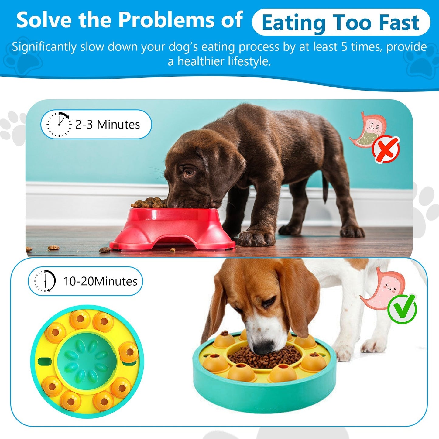 US Local 1Pc Dog Puzzle Food Feeder Slow Feeding Bowl Interactive Toy Dog Treat Dispensing Toy For IQ Training Mental Enrichment For Small Medium Large Dog Cat
