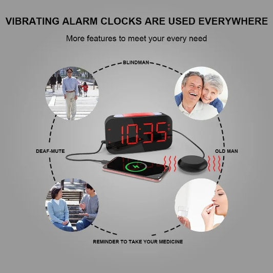 US Local LED Digital Watch Alarm Clock Silent Alarm Clock Plastic Vibrating Alarm Clock For Sleepers