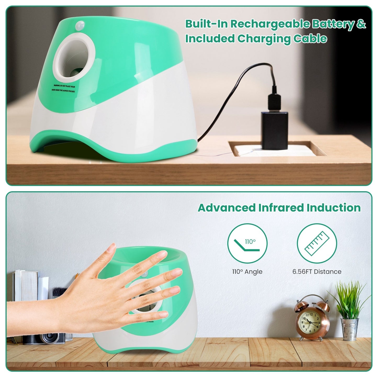 US Local 1Pc Automatic Dog Ball Launcher Included 6 Tennis Balls Dog With 3 Adjustable Launch Distance Interactive Ball Thrower Fetch Machine For Small Medium Dogs