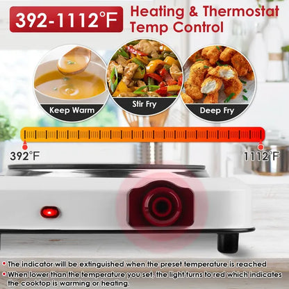 US Local 1200W Electric Infrared Single Burner Portable Heating Hot Plate Stove Countertop RV Hotplate With 7.5' Glass Cooktop Stepless Temperature Adjustments For Home RV Camp