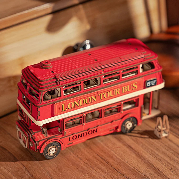 US Local Rolife London Tour Bus Car 3D Wooden Puzzle Model Toy Home Decor Xmas Gift
