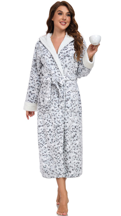 US Local RONGTAI Ladies Long Fleece Bathrobe