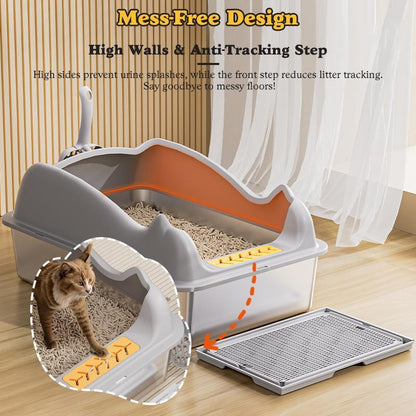 US Local Large Stainless Steel Cat Litter Box