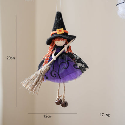 Halloween Mesh Broom Girl Angel Christmas Tree Pendant