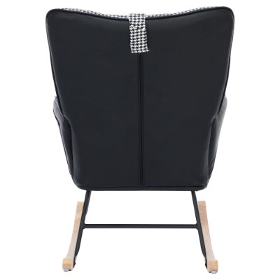 UK Local Rocking Chairs For Adults, Fabric Rocking Chair Relaxing Recliner Chair With Solid Wood Legs High Back Lounge Chairs For Balcony Living Room Bedroom