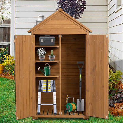 US Local Outdoor Storage Cabinet - Garden Tool Shed, Wooden Closet With Shelves & Latch