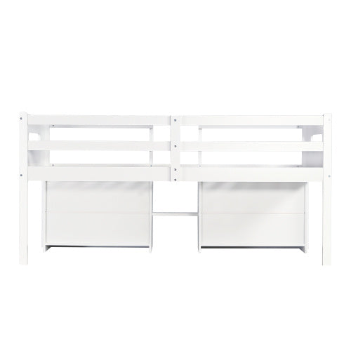 UK Local Wooden Bed, Storage Bed , Children S Bed, 3ft Single Bed 90x190cm, Safety Guardrail, Two Drawers With Slides, Two Storage Compartments, Pine Wood  Particle Board, White