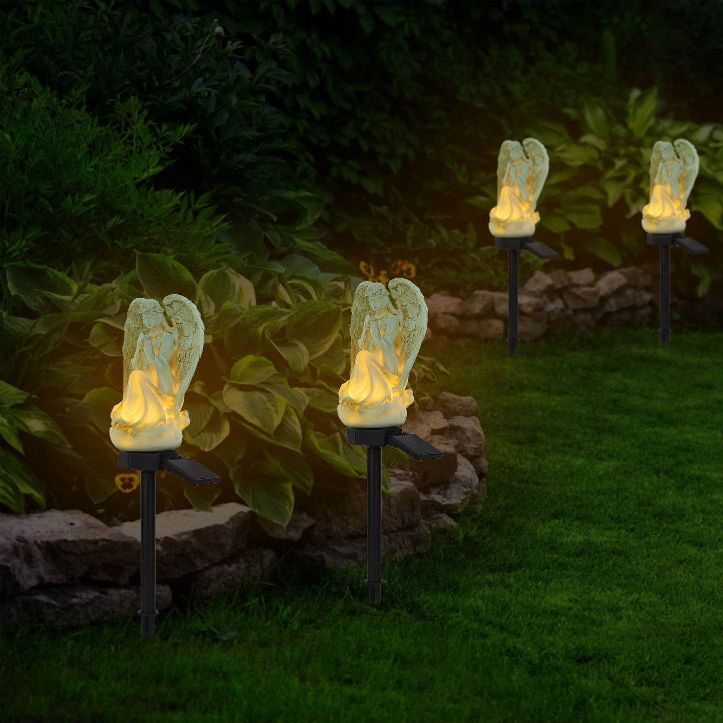 US Local 1Pc Solar Praying Angel Statue Garden Light LED Decoration Angel Lamp IP65 Waterproof Outdoor Decorative Landscape Solar Lawn Lamps For Yard Driveway Walkway Patio