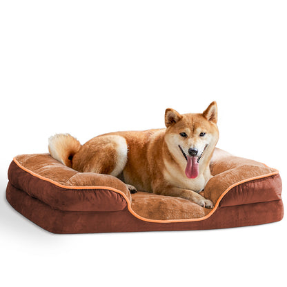 US Local Memory Foam Pet Bed For Small Dogs & Cats With Washable Removable Cover Non-Slip Base Waterproof Liner