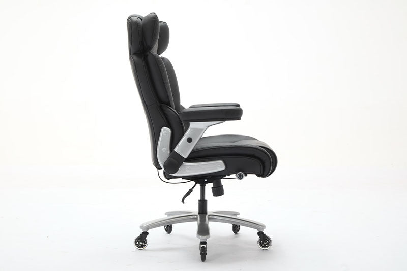 US Local Big And Tall Office Chair 500lbs With Adjustable Lumbar Support, Executive Office Chair With Flip-up Armrest And Wider Seat, Ergonomic Leather Chair Breathable