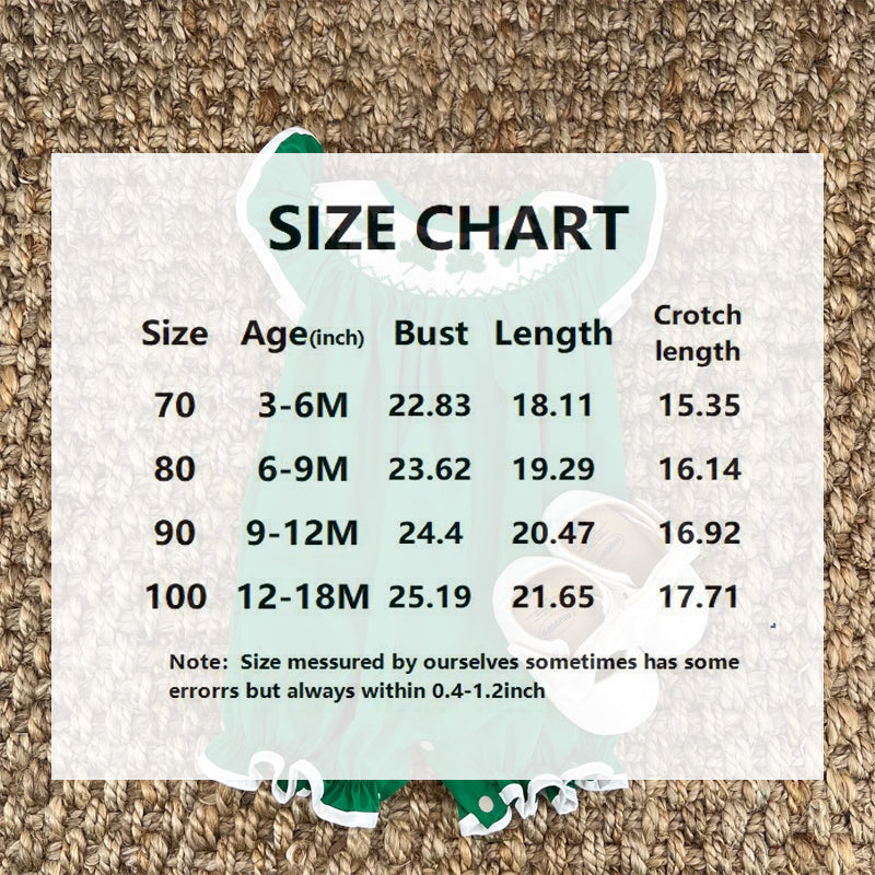 US Local Baby Short Sleeve Romper With Clover Embroidery, Ruffle Trim Playsuit For Summer Vacation