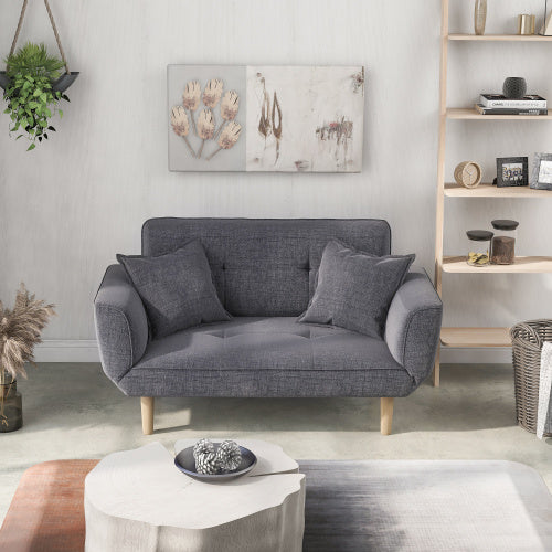 UK Local Small Sofa Bed Modern And Simple Gray Sofa Fabric Living Room 2 Seater Sofa Couch Settee Recliner Sleeper