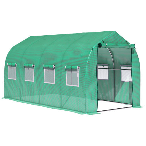 UK Local Outsunny Polytunnel Greenhouse With Windows And Door, Walk In Greenhouse For Garden, Backyard 4 X 2 M