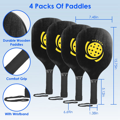 US Local 1 Set Portable Pickleball Net Set 22ft Regulation Size Net Pickle Ball Net System With 4 Pickleballs 4 Paddles Carrying Bag For Driveway Yard