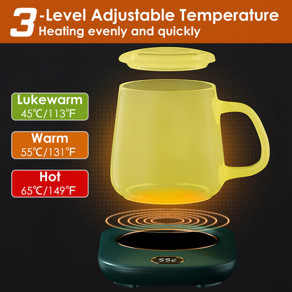 US Local 3 Color Options 1Pc Electric Coffee Mug Warmer For Desk Auto Shut Off USB Tea Milk Beverage Cup Heater Heating Plate For Office Home 3 Temperature Setting