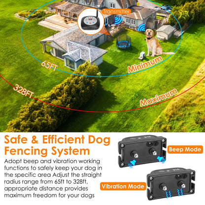 US Local 1Set 328FT Electric Wireless Dog Fence System With GPS Location Monitor Collar Receiver Rechargeable Beep Vibration Fence System For Small Medium Large Dogs