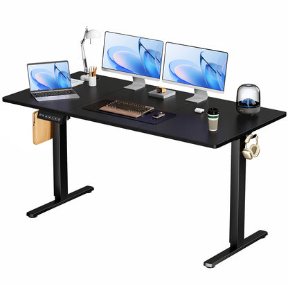 US Local Electric Adjustable Height Standing Desk Sit To Stand Up Desk With Splice Board, Rising Home Office Computer Table With 2 Hook And Wire Hole For Work