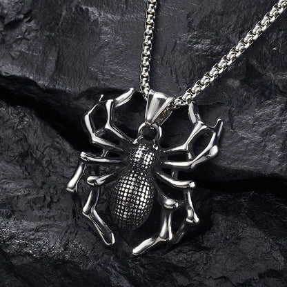Titanium Steel Spider Punk Men's Necklace Pendant
