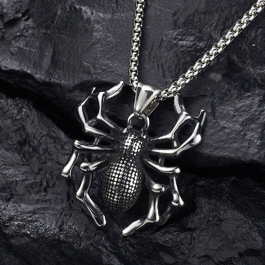 Titanium Steel Spider Punk Men's Necklace Pendant