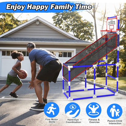 US Local 1Set Kids Basketball Game Set With 2 Balls Adjustable Height Basketball Hoop Arcade Game Indoor Outdoor Toys For Boys Girls Aged 3 To 12