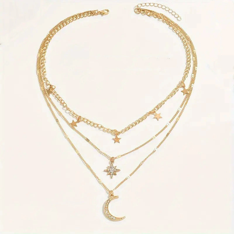 Multi-layer Sexy Crescent XINGX-shaped Necklace Women's Classic