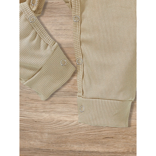 US Local 3-Pack Newborns Infants Baby Boys & Girls Long Sleeve Ribbed Romper Soft Button Front Jumpsuit