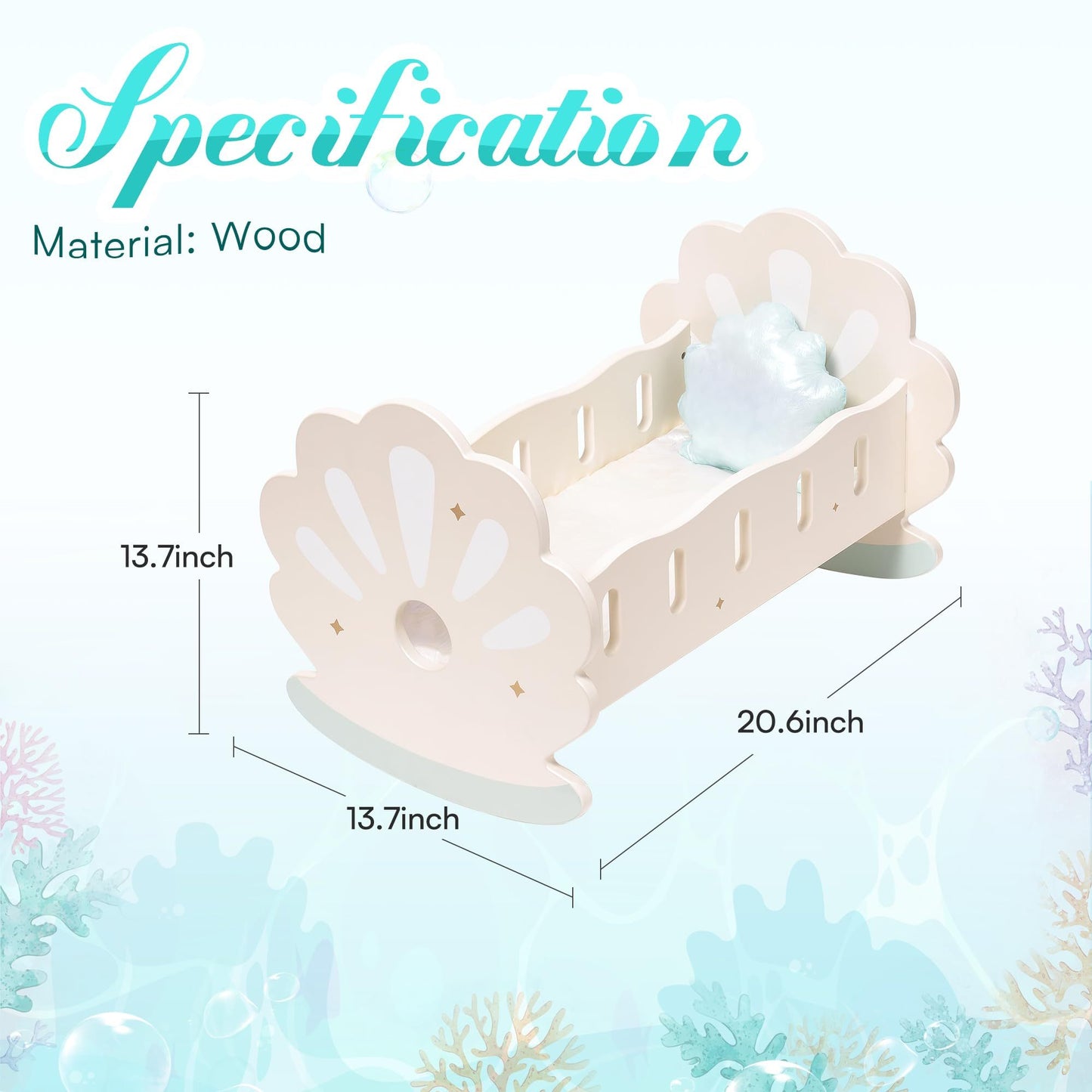 US Local ROBOTIME Baby Doll Crib, Baby Doll Bed, Doll Rocking Cradle Baby Doll Accessories Furniture With Bedding For 18 Inch Dolls
