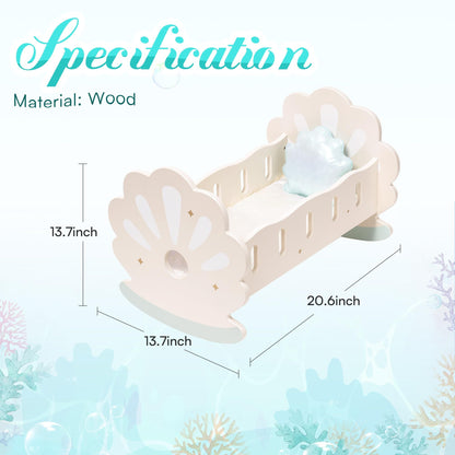 US Local ROBOTIME Baby Doll Crib, Baby Doll Bed, Doll Rocking Cradle Baby Doll Accessories Furniture With Bedding For 18 Inch Dolls