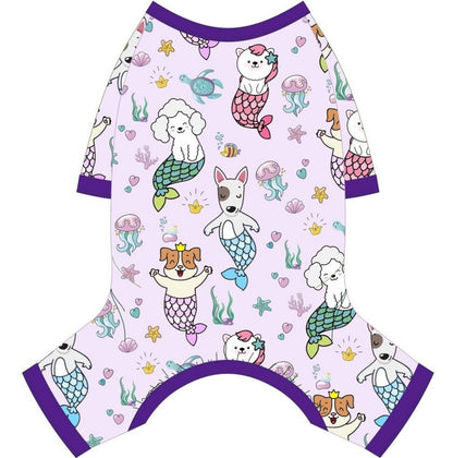 US Local Dog Pajamas Pjs Spring Summer Dog Clothes For Small Dogs Girl Boy, Soft Stretchy Tiny Chihuahua Yorkie Puppy Clothes Doggie Onesies Cat Pet Jammies Outfit, Mermaids