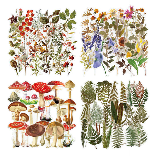 US Local Retro Flower Nature Book DIY Hand Account Material Mushroom Sticker