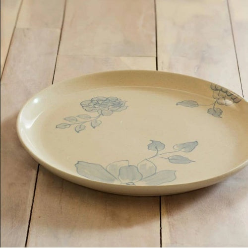 US Local Rice White Circular Ceramic Printed Dining Plate